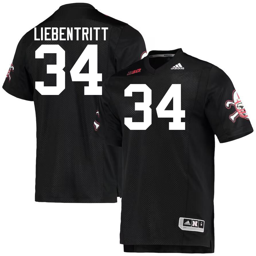 Men #34 Barret Liebentritt Nebraska Cornhuskers College Football Jerseys Stitched Sale-Black